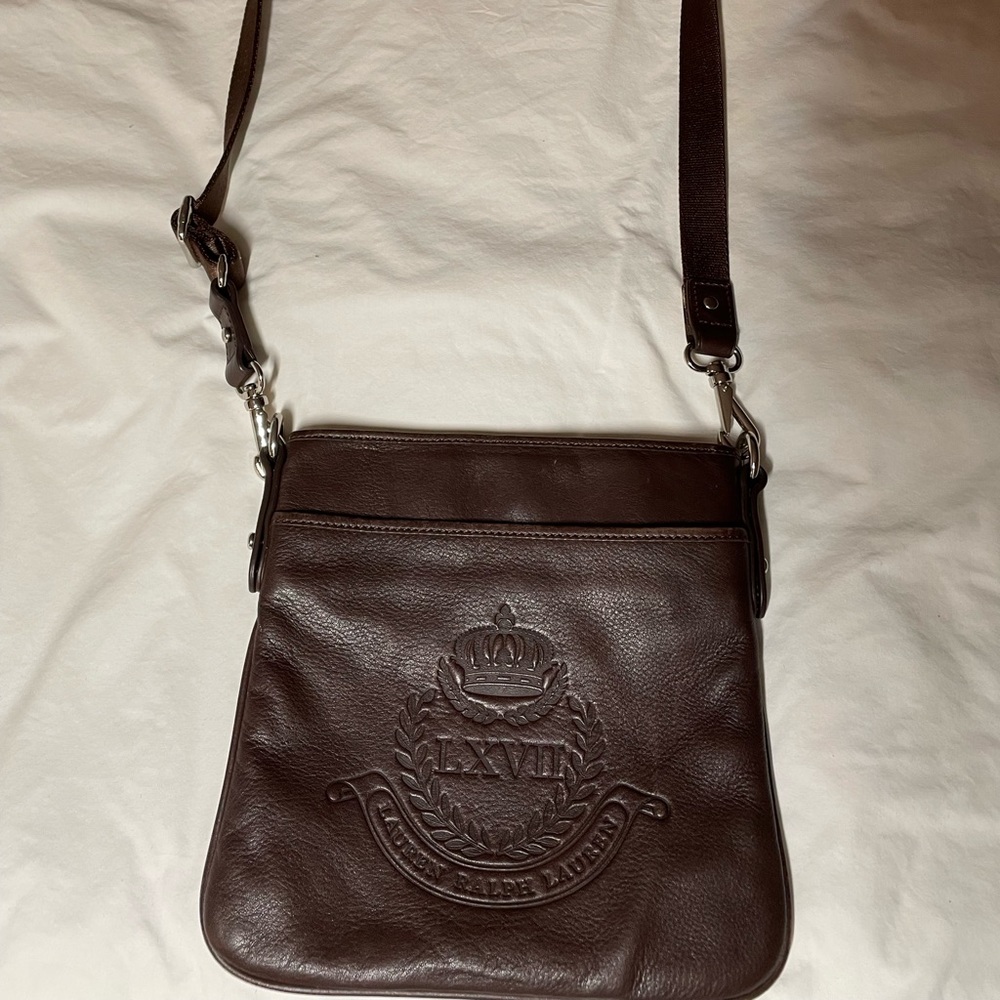 Lauren - Ralph Lauren Tooled Brown Leather Cross Body bag.